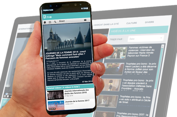 Interface mobile de la plateforme vidéo du Barreau de Paris